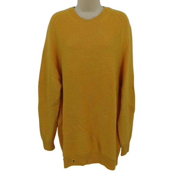 Sheep Inc Women Extra Large Mustard Yellow Knitted Crewneck Merino Wool Sweater - Picture 1 of 12